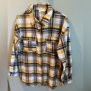 FLANNEL PLAID JACKET SHACKET WITHOUT SIDE POCKET
